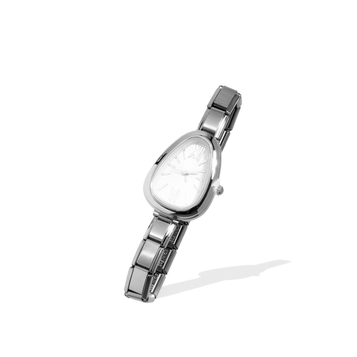Reloj ajustable eslabon italiano caratula de gota numeros romanos 32x25mm