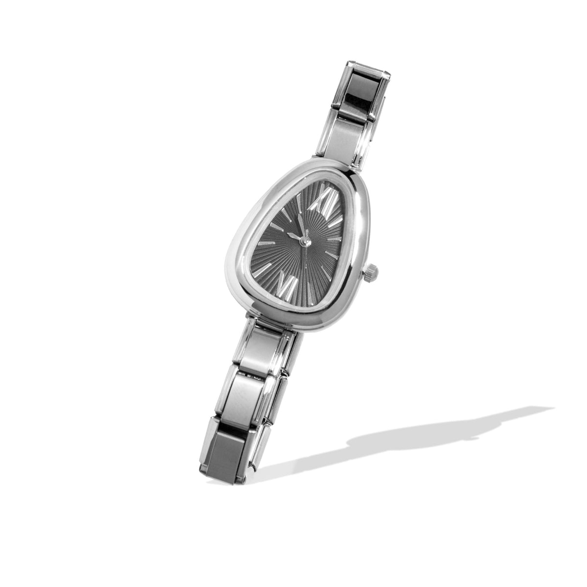 Reloj ajustable eslabon italiano caratula de gota numeros romanos 32x25mm