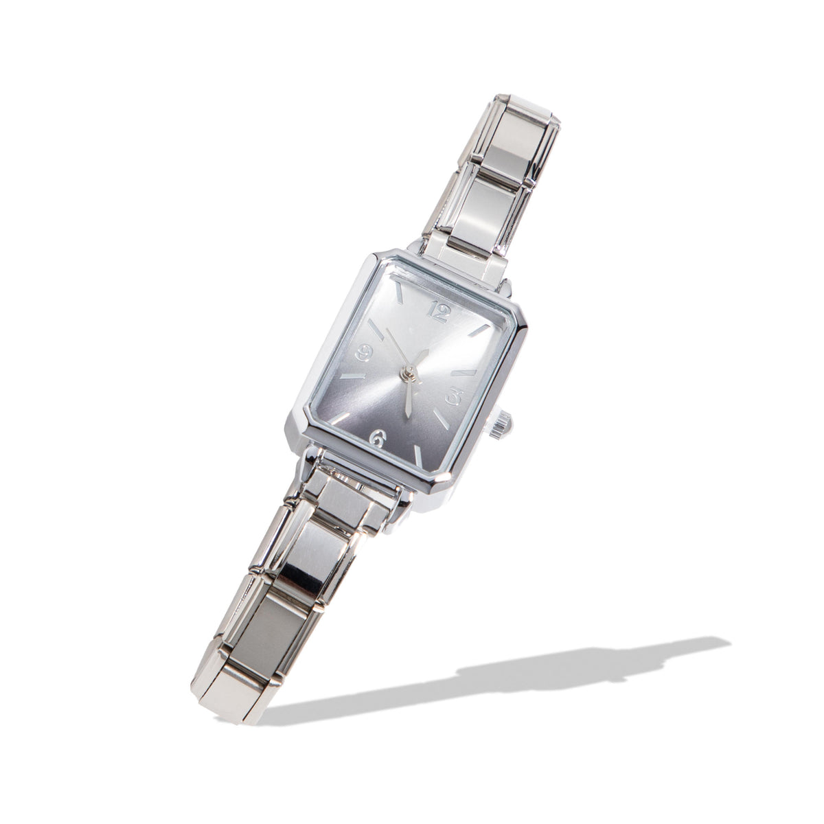 Reloj ajustable eslabon italiano caratula  cuadrada 20x28mm