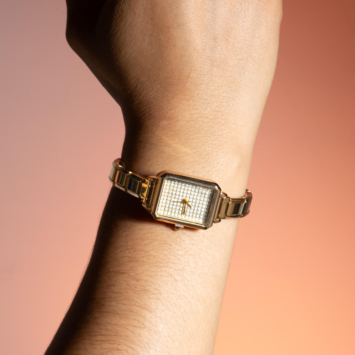 Reloj ajustable eslabon italiano caratula cuadrada 22x28mm