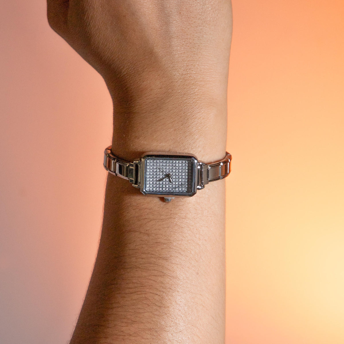 Reloj ajustable eslabon italiano caratula cuadrada 22x28mm
