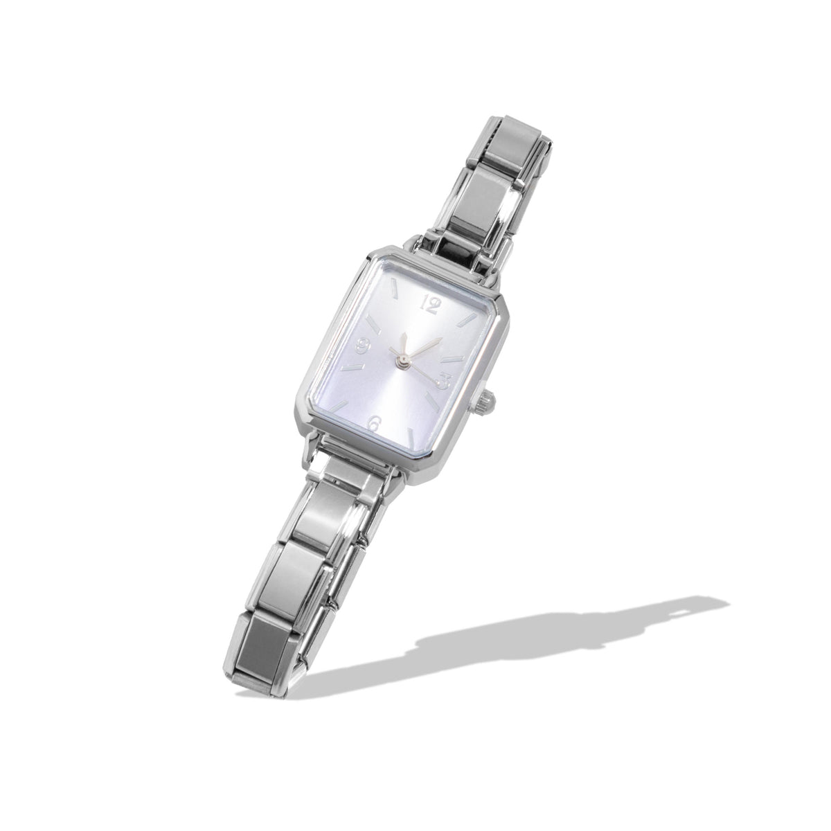 Reloj ajustable eslabon italiano caratula cuadrada tornasol 28x22mm