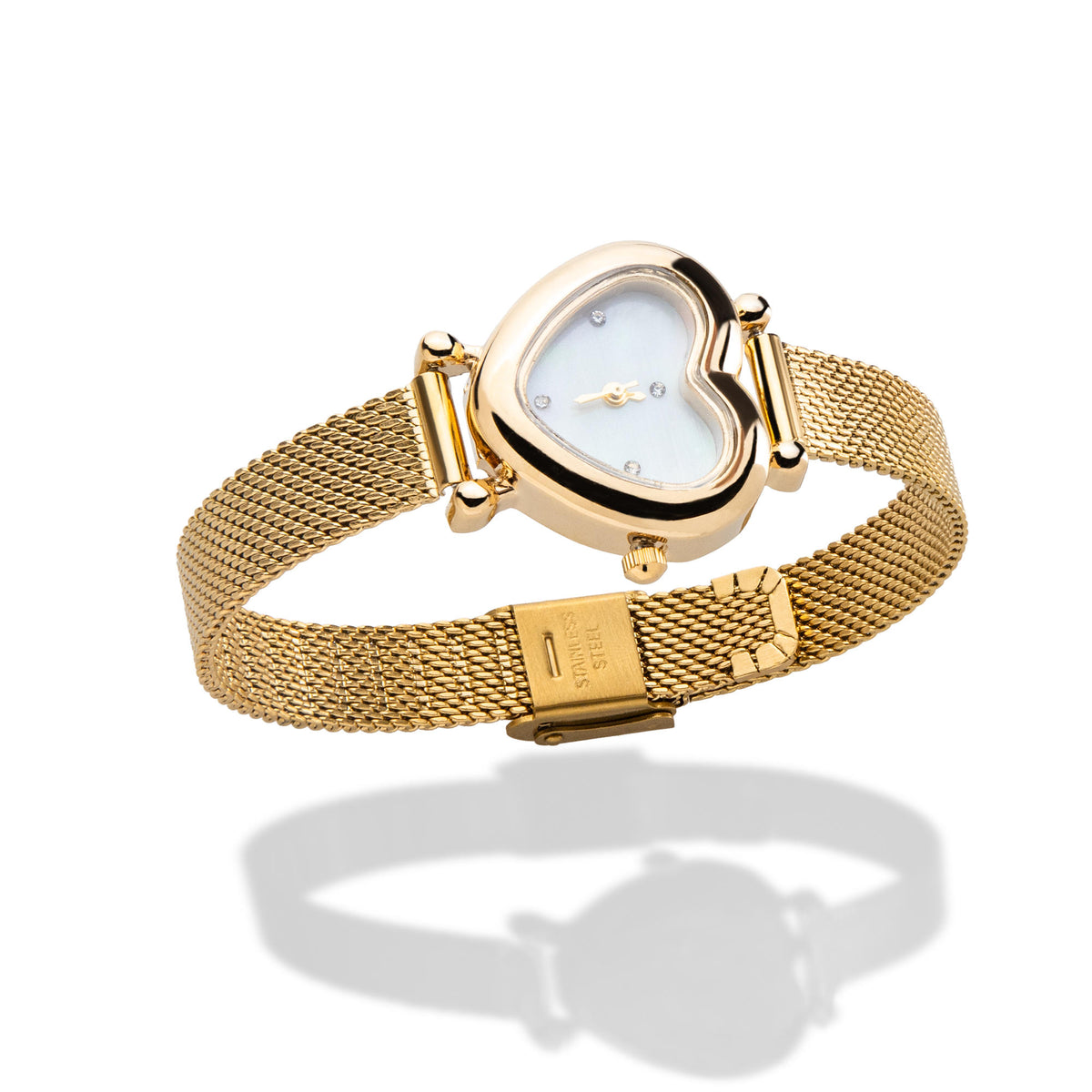 Reloj de extensible estilo malla con caratula de corazon 21cm
