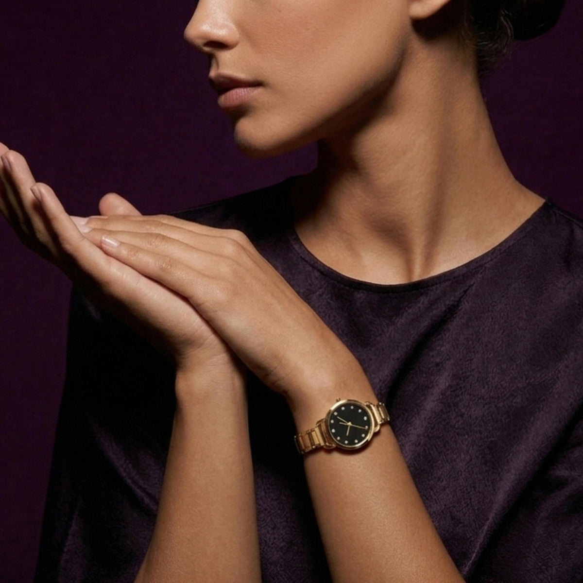 Reloj ajustable eslabon italiano caratula redonda con cristales 30mm