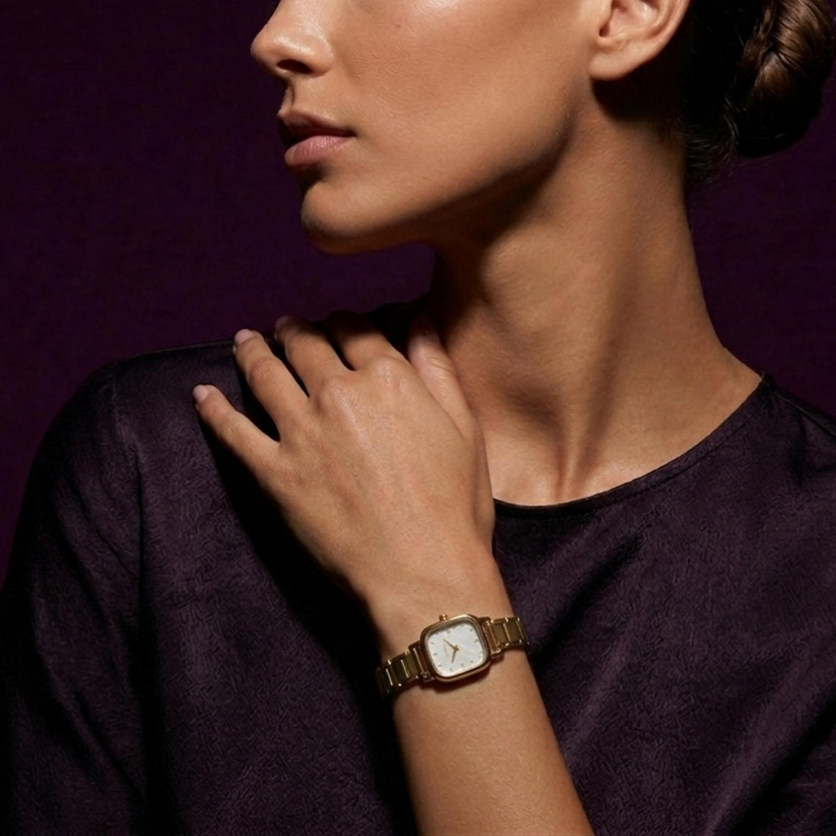 Reloj ajustable eslabon italiano caratula cuadrada con cristales 24x24mm