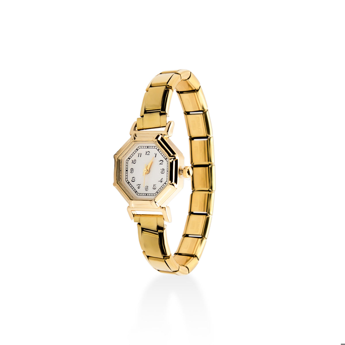 Reloj ajustable eslabon italiano caratula octagonal 23x23mm
