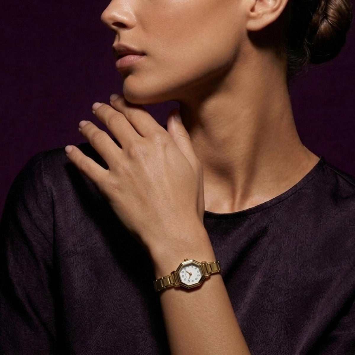 Reloj ajustable eslabon italiano caratula octagonal 23x23mm