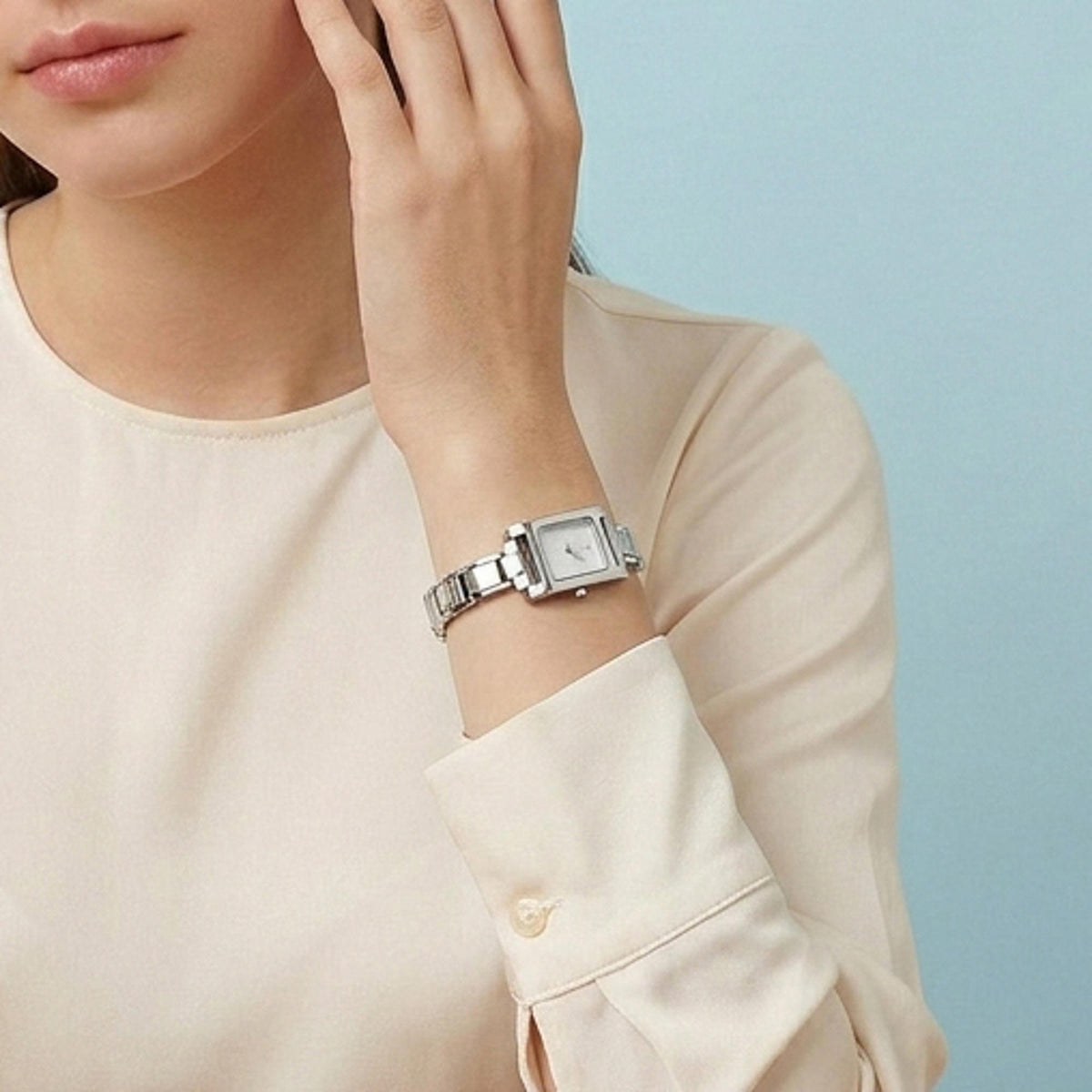 Reloj ajustable eslabon italiano caratula cuadrada 21x21mm