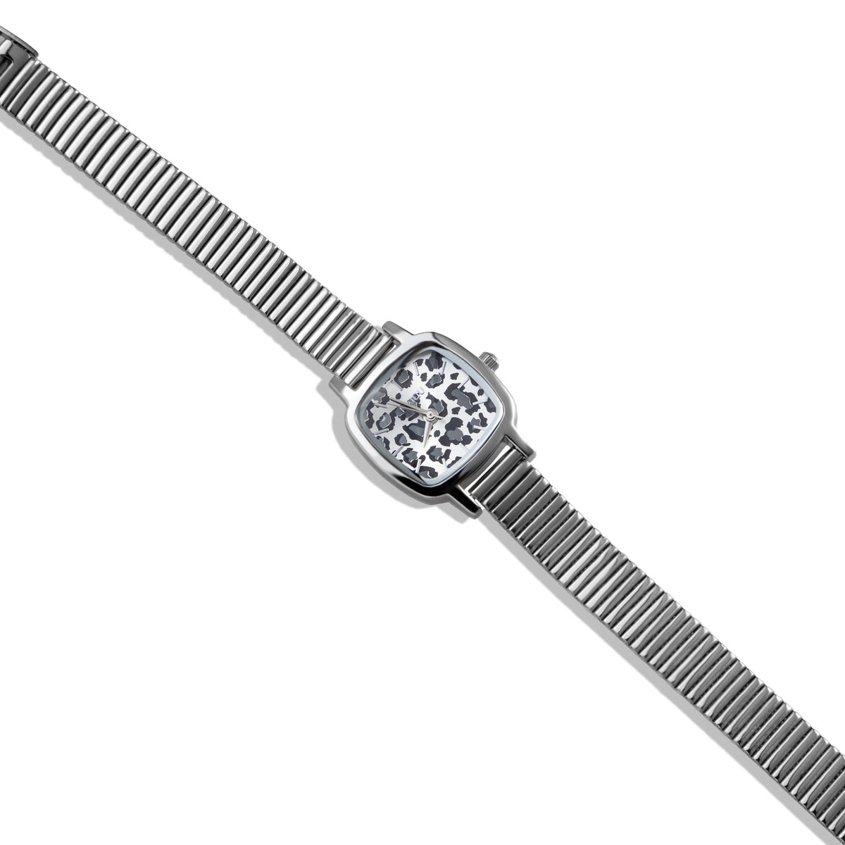 Reloj de extensible eslabon plano caratula cuadrada animal print 22cm