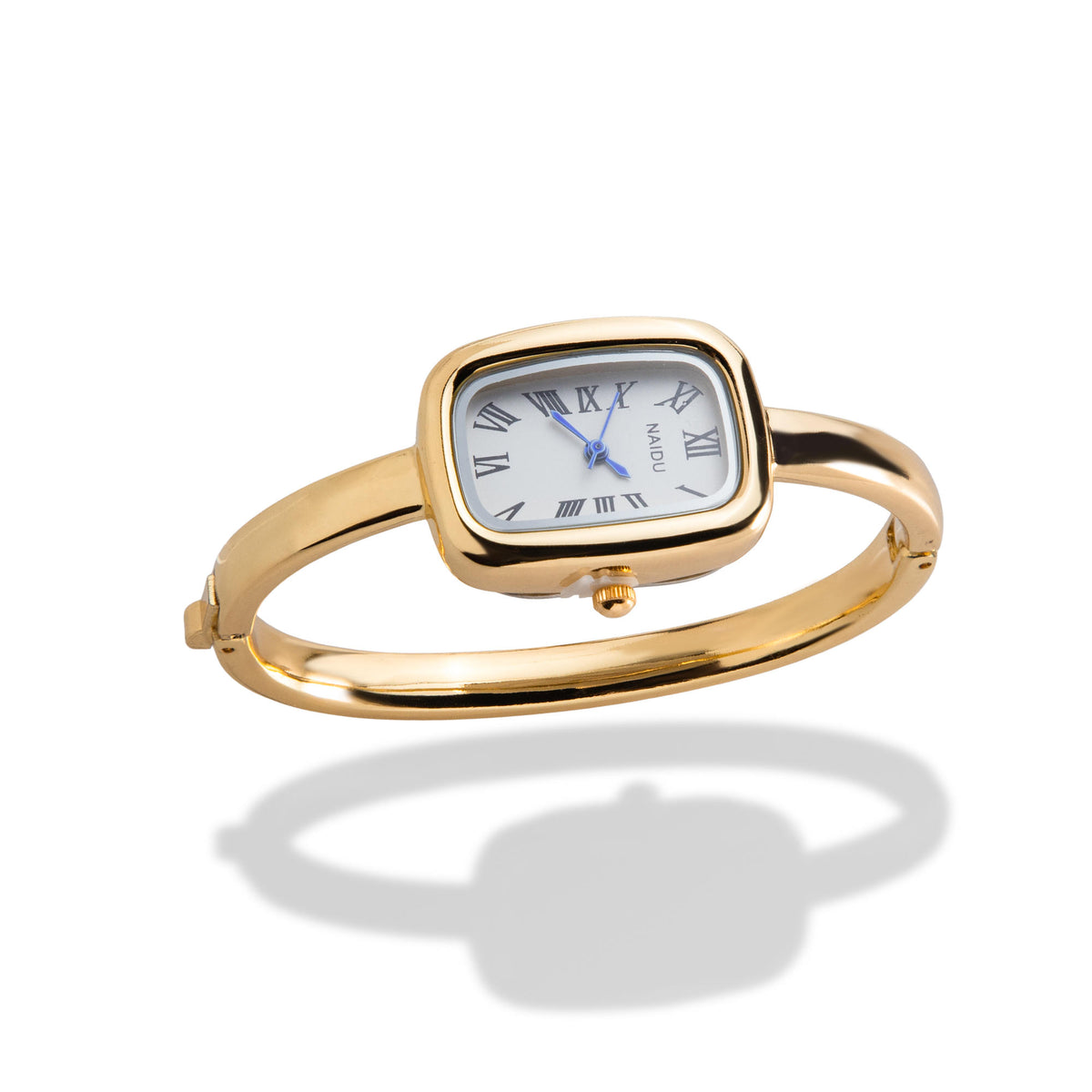 Reloj brazalete liso caratula rectangular numeros romanos con broche 5.5cm