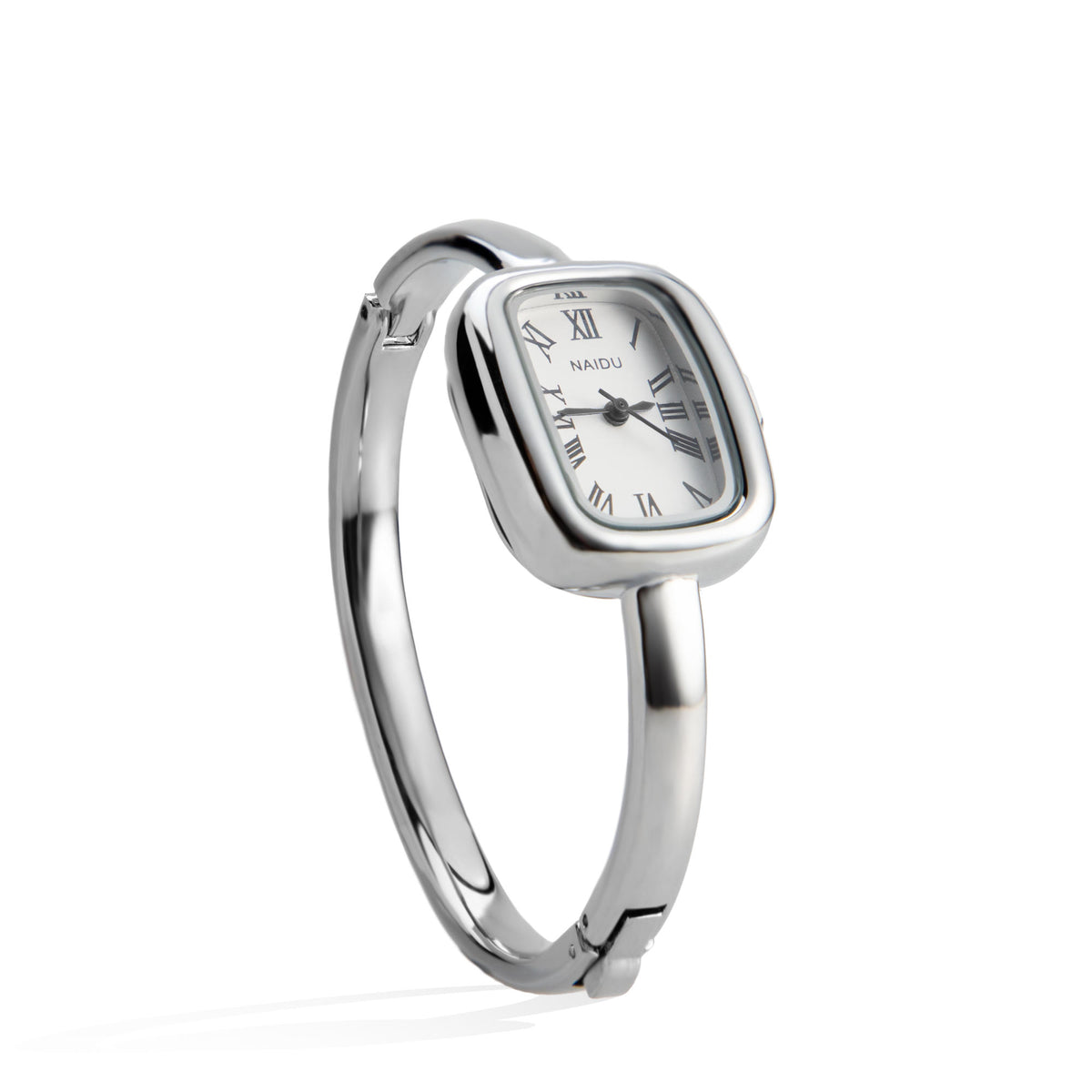 Reloj brazalete liso caratula rectangular numeros romanos con broche 5.5cm