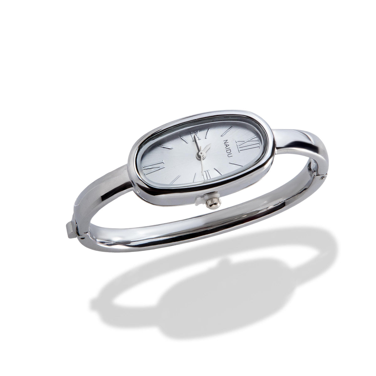 Reloj brazalete liso caratula ovalada numeros romanos con broche 5.5cm