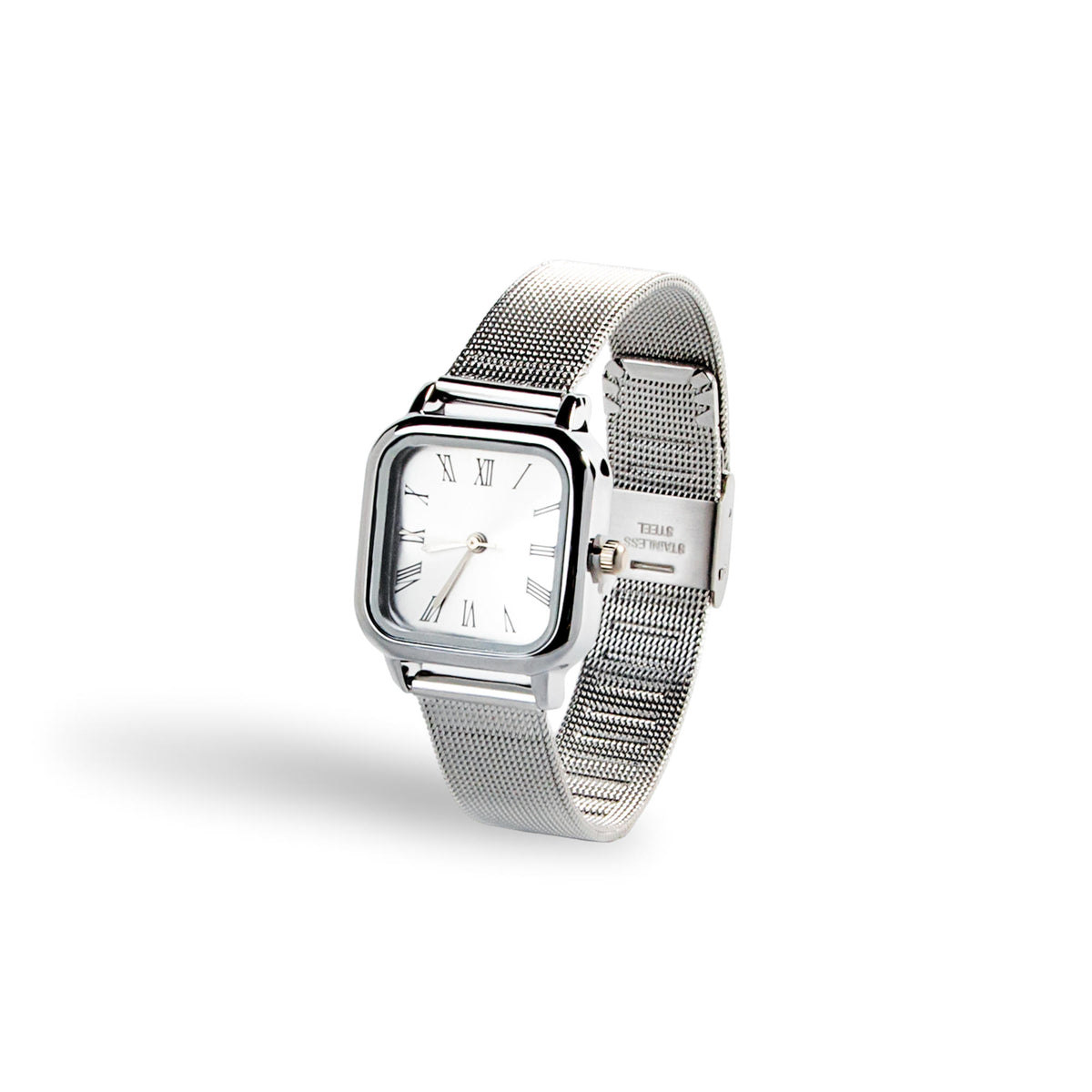 Reloj de extensible estilo malla caratula cuadrada numeros romanos 21.5cm