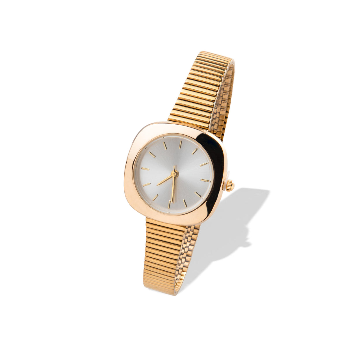 Reloj de extensible eslabon plano caratula semi cuadrada redonda 22cm
