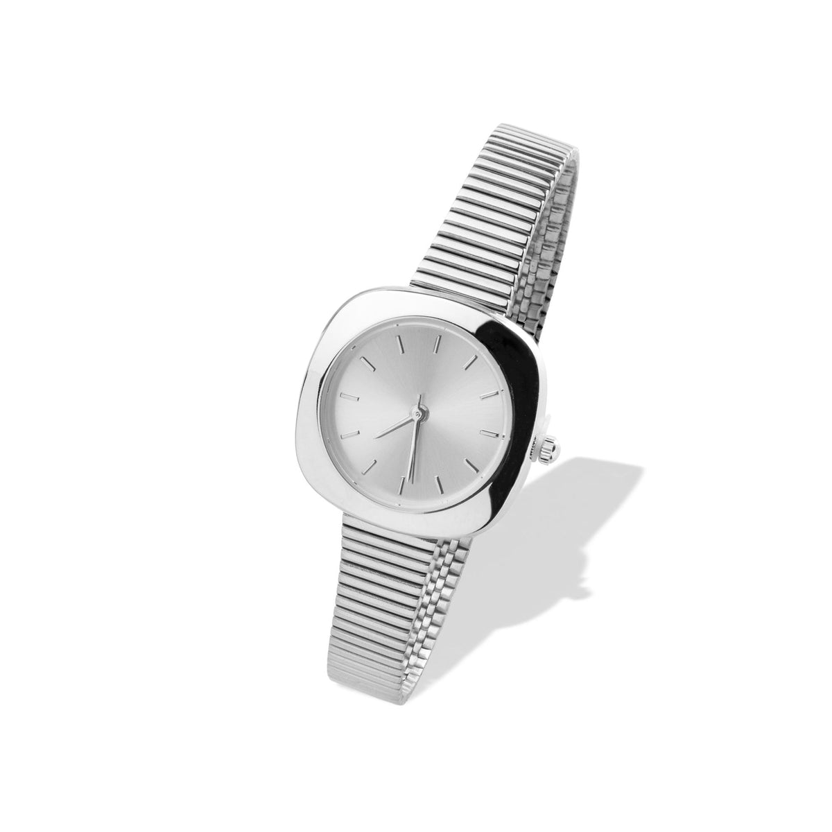 Reloj de extensible eslabon plano caratula semi cuadrada redonda 22cm