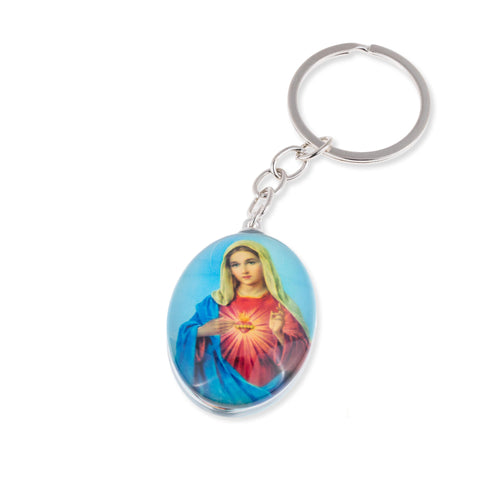 Llavero del Sagrado Corazon de Jesus y Maria 40x30mm