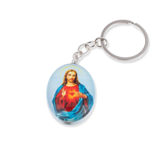 Llavero del Sagrado Corazon de Jesus y Maria 40x30mm