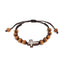 Pulsera de hilo ajustable con cuentas y cruz de madera 8mm