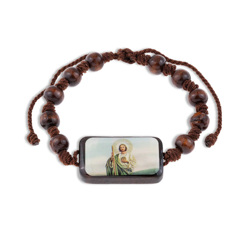 Pulsera de hilo ajustable madera san judas tadeo 19mm