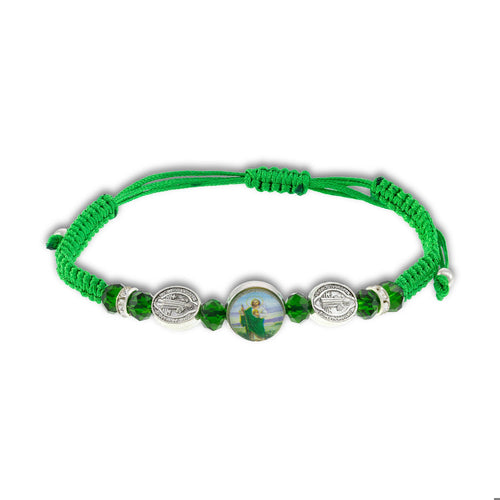 Pulsera de hilo ajustable san judas tadeo y medalla san benito 11mm