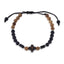 Pulsera de hilo ajustable con cruz cuentas de madera y cristales 6mm