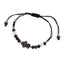 Pulsera de hilo ajustable con cruz de madera perlas y cristales 6mm