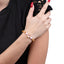 Pulsera ajustable hilo con cuentas de madera y angel de la guarda 7mm
