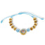 Pulsera ajustable hilo con cuentas de madera y angel de la guarda 7mm
