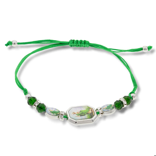 Pulsera de hilo ajustable medalla de san judas tadeo y cristales 14mm