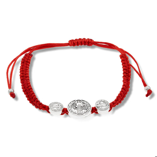 Pulsera de hilo ajustable medalla de san benito 15mm