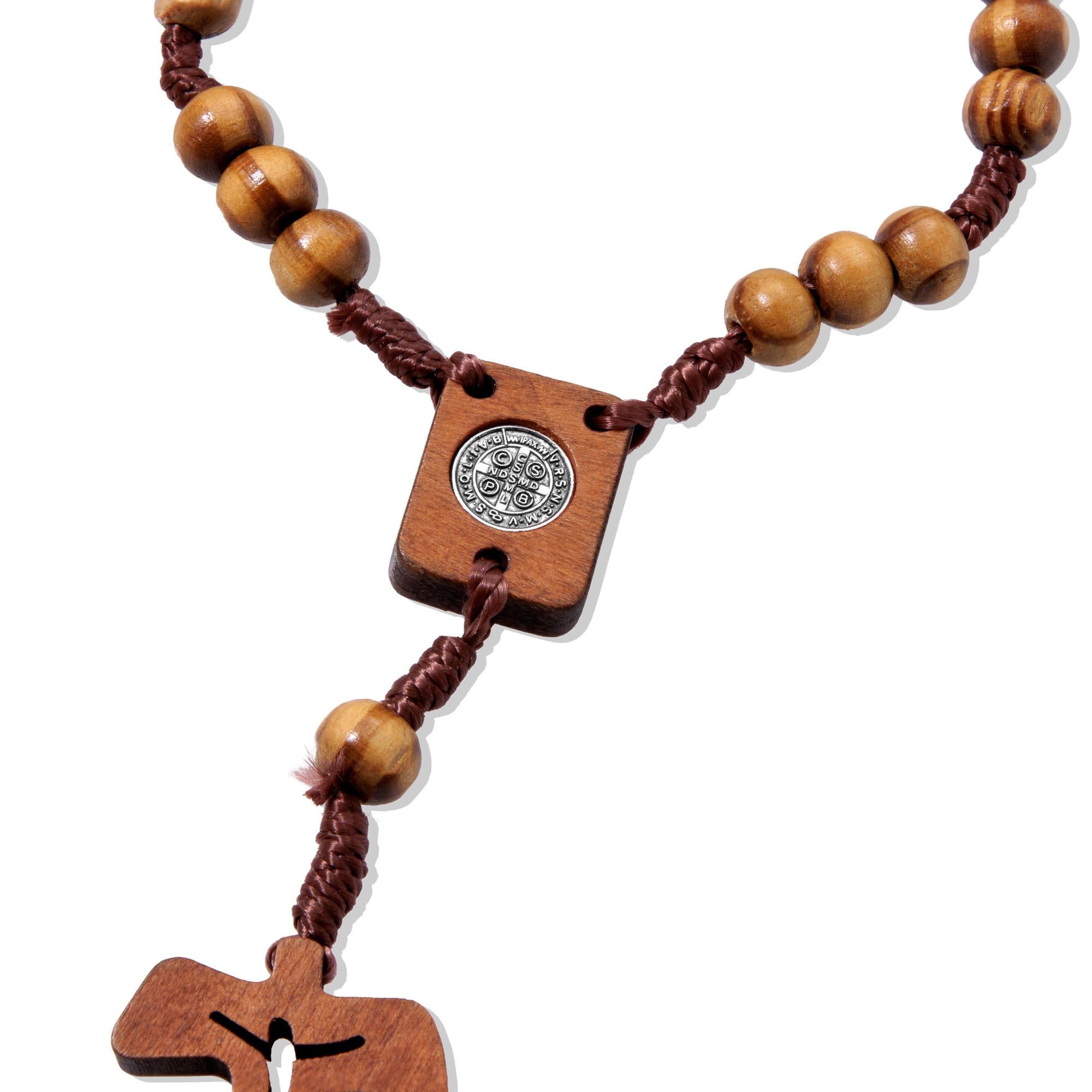 Rosario de la paz con Medalla de San Benito y Cruz de Tau 19cm