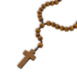 Rosario de hilo con cuentas y Cruz de madera 60cm