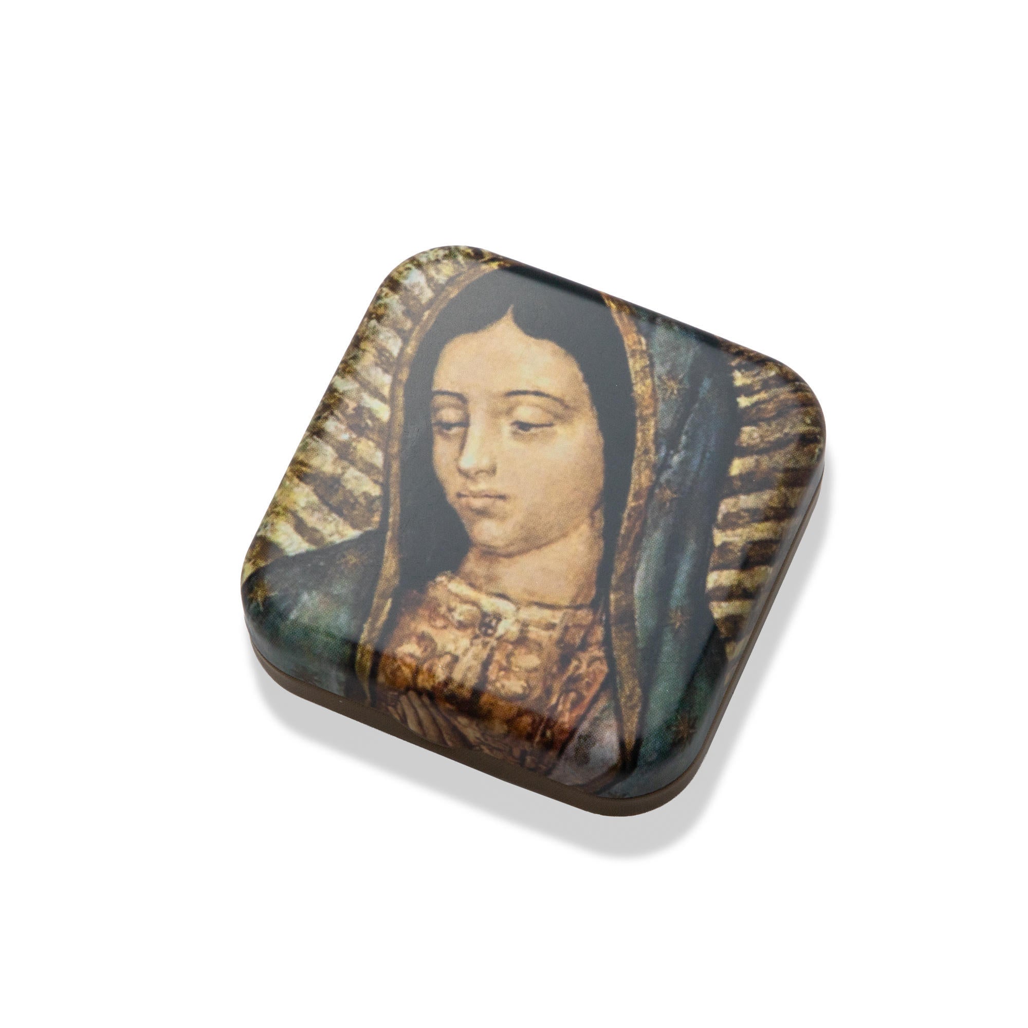 Rosario cuentas madera Virgen de Guadalupe Crucifijo colgante 67cm