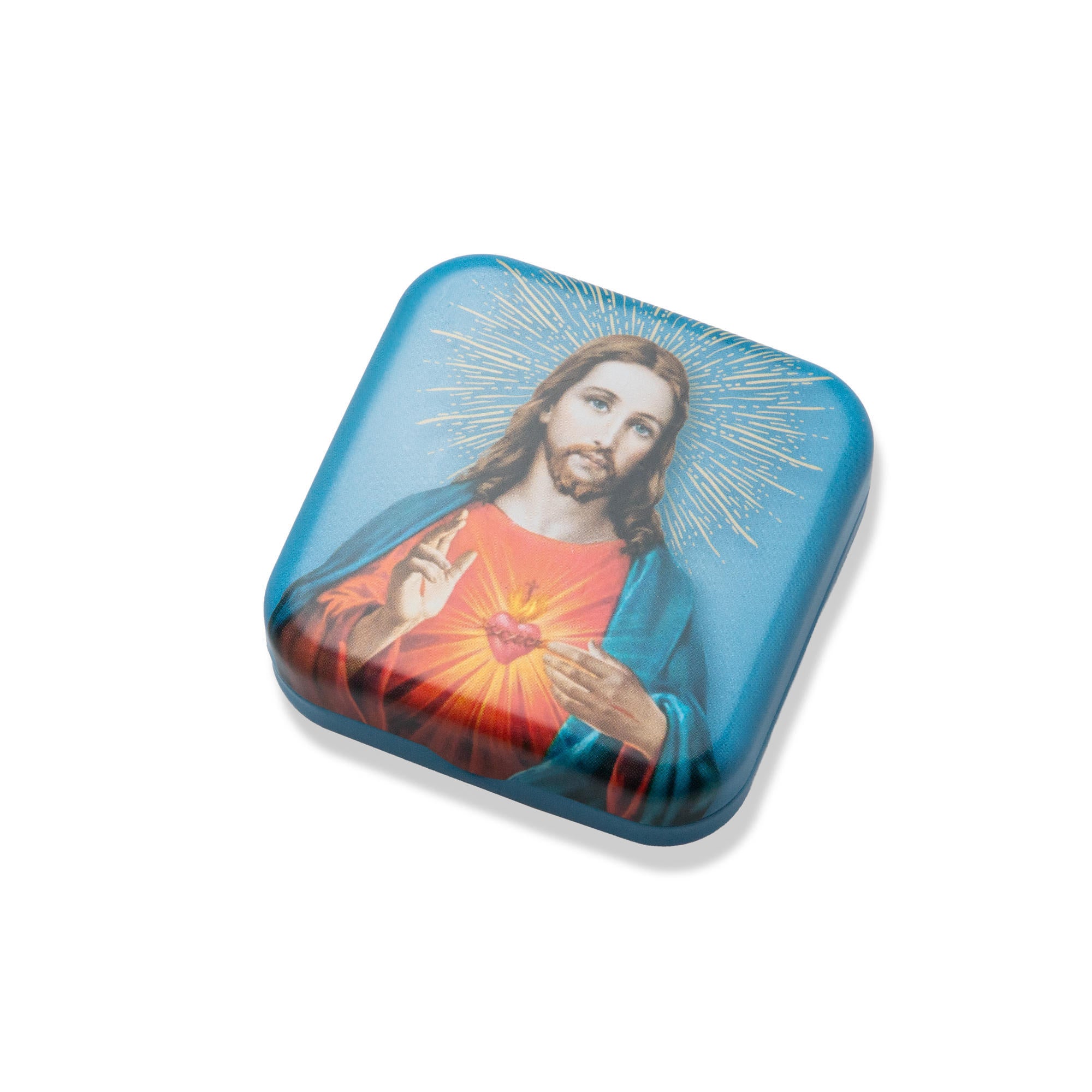 Rosario cuentas madera Sagrado Corazon Crucifijo colgante 67cm