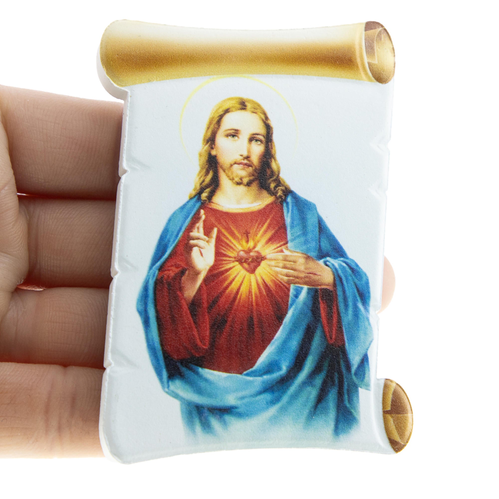 Iman de pergamino del Sagrado corazon de Jesus 8cm