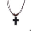 Collar de hilo ajustable con cruz de madera negra 70cm/33mm