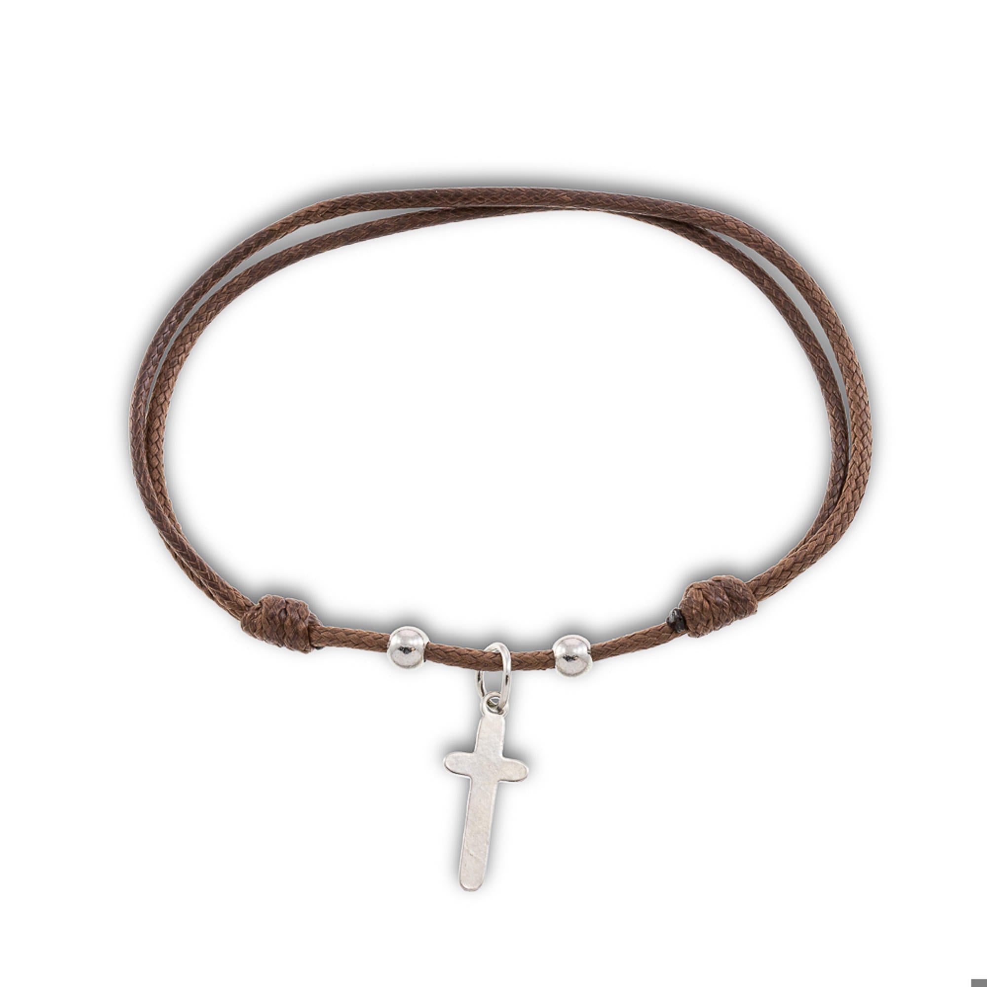 Pulsera ajustable de hilo encerado con Cruz lisa 14mm
