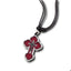 Collar de hilo encerado con crucifijo de piedra roja 40-70cm/4cm